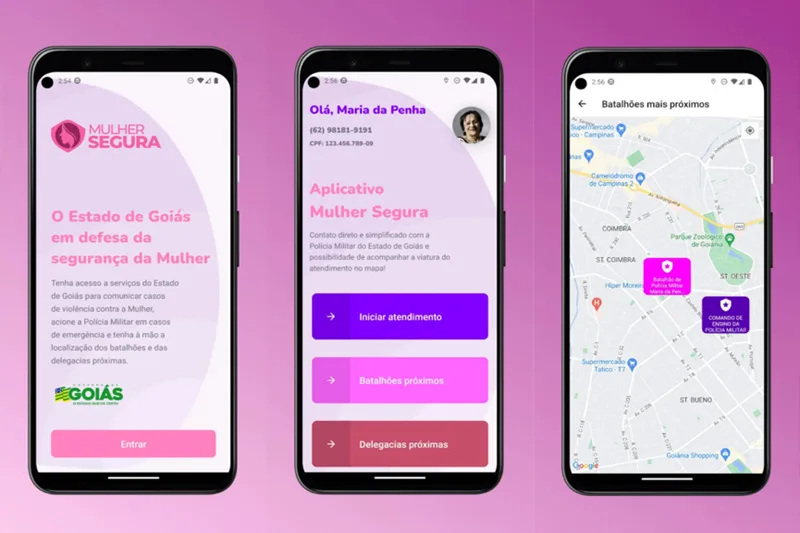 A mulher poderá pedir ajuda, acompanhar o deslocamento da viatura e ter sua localização compartilhada com os policiais. Foto: Divulgação