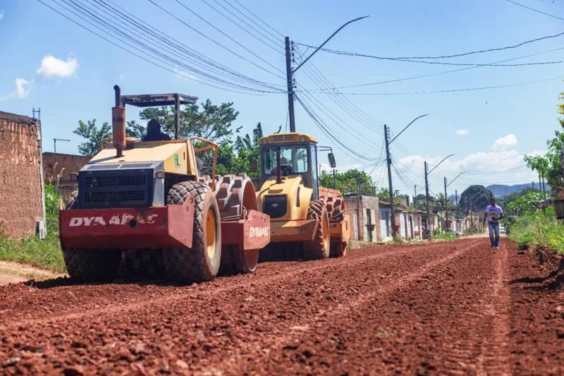 Obras de pavimentação no Residencial Alvorada, em Novo Gama. Foto: Prefeitura de Novo Gama