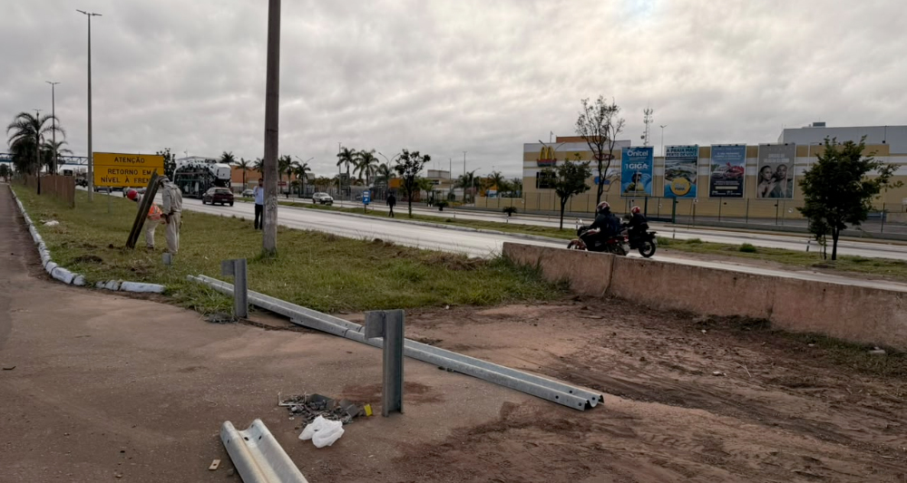 Obras do viaduto em Valparaíso com abertura de retornos temporários na BR-040. Título