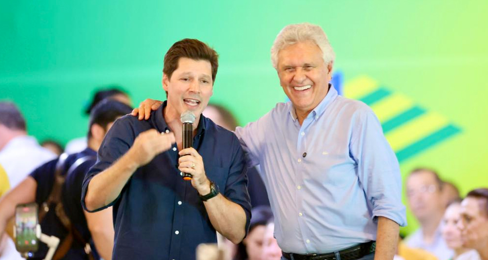 Daniel Vilela e Ronaldo Caiado durante evento político no Entorno do DF